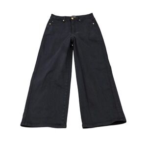 Judy Blue High Waist Tummy Control Garment Dyed Wide Leg Crop Navy Jeans 7/28